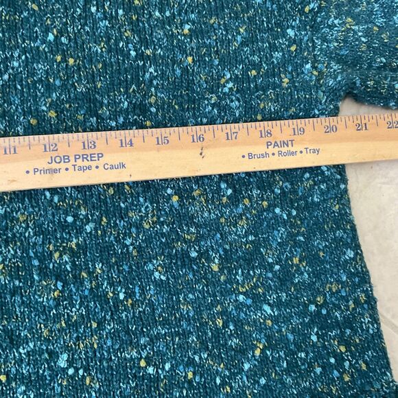 J Jill petites Speckled Pullover Cowl Turtle Neck Sweater women’s MP Teal green - Picture 10 of 12